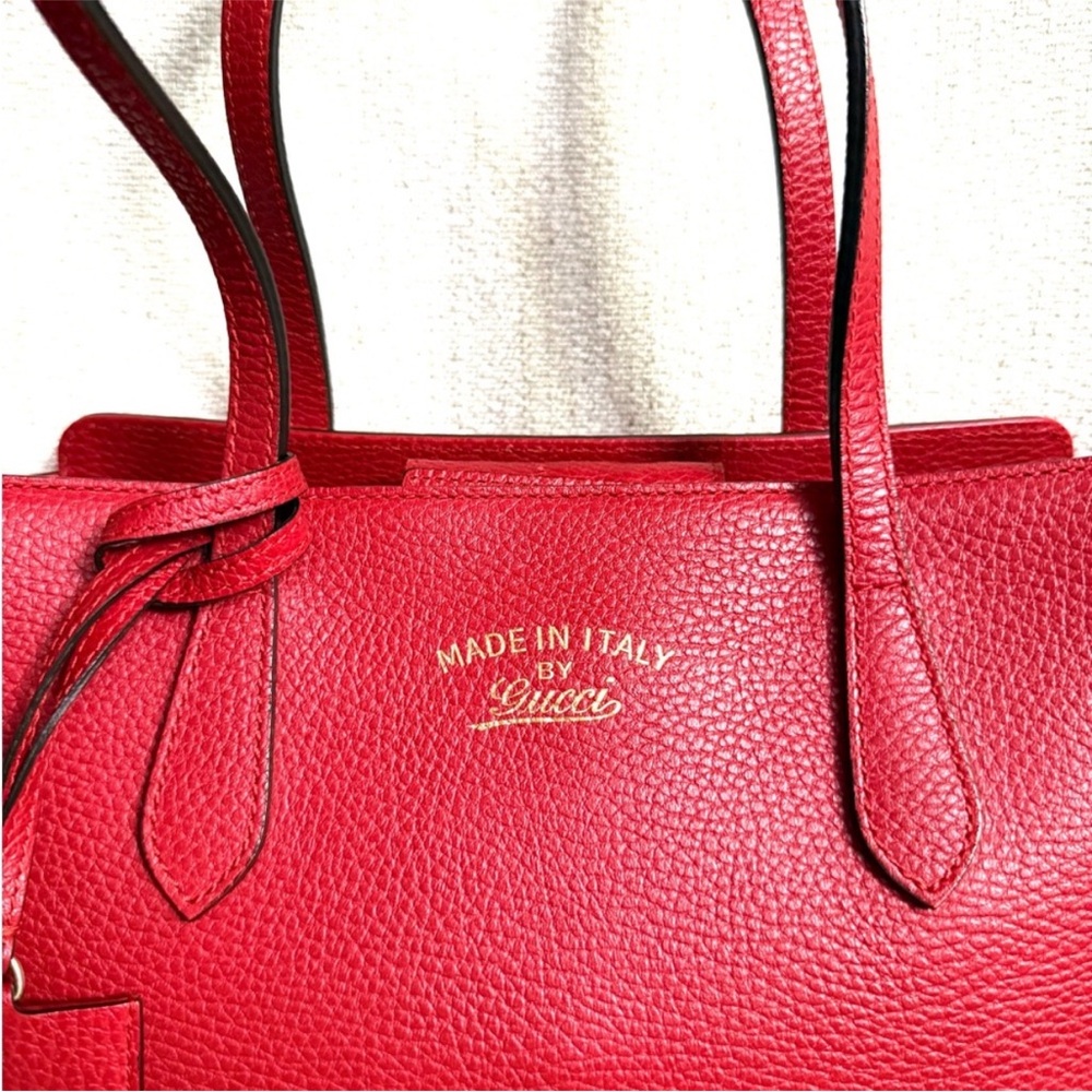 Authentic Gucci Swing tote bag red leather medium size - Picture 3 of 16